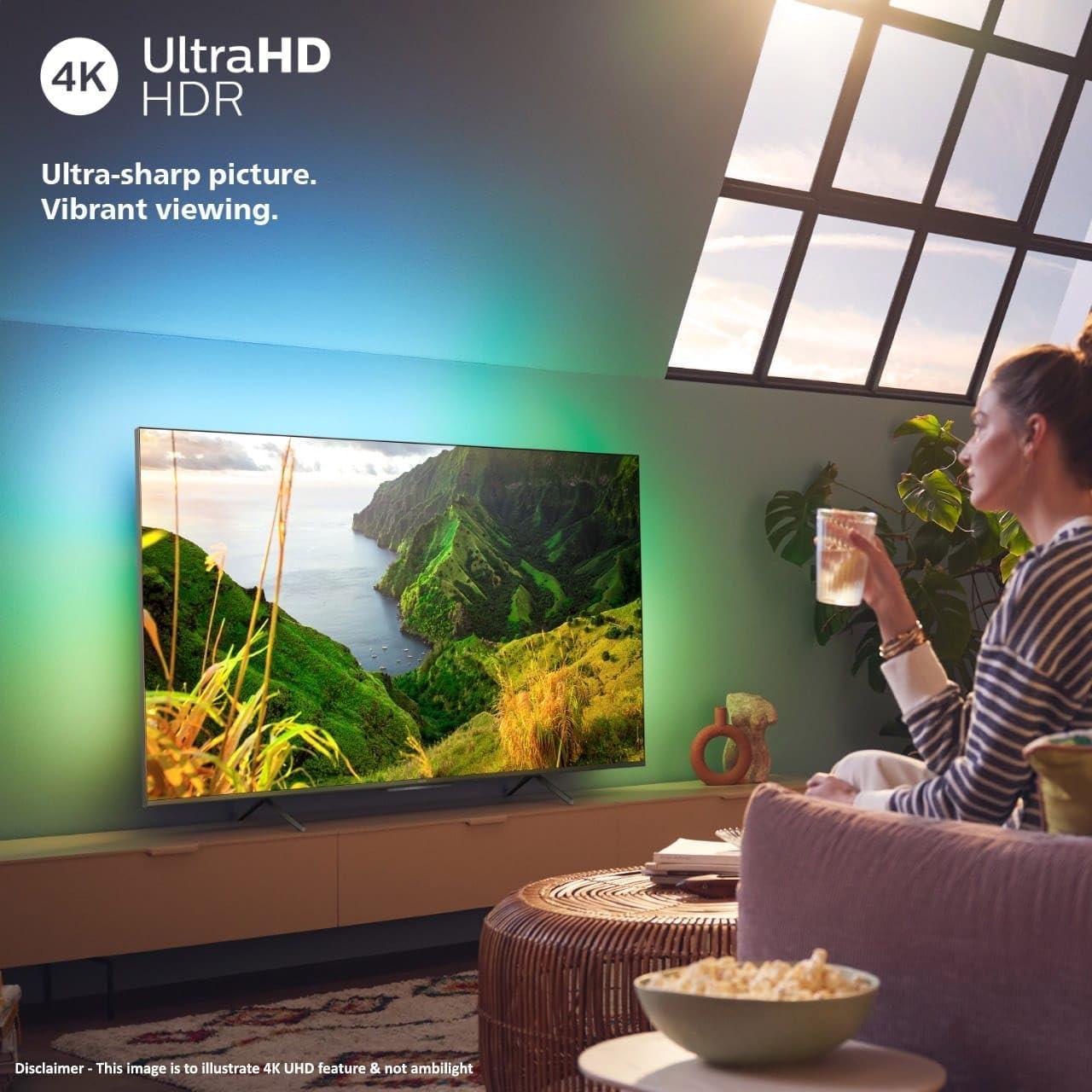 PHILIPS 75 INCH (190 CM) 4K UHD GOOGLE TV WITH DOLBY AUDIO & ADVANCED IMAGE PROCESSING, 2024 MODEL WITH 1 YEAR INTERNATIONAL WARRANTY thumbnail 3