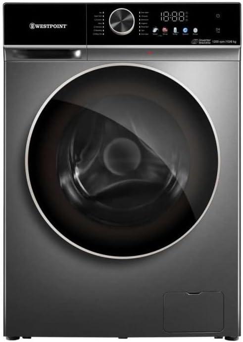 Westpoint 10Kg Washer & 7Kg Dryer Fully Automatic Combo Washing Machine, INVERTER Motor, 1200 RPM, 14 Easy Wash Programs, 4 Drying Program,Quick Wash, Led Panel, Chrome Door, WDMT-1012E24S