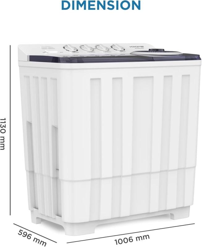 KROME 20KG Twin Tub Semi-Automatic Washing Machine, Mechanical Wash Timer, Intuitive Control, Durable Aluminium Spin Motor, 480W Wash & 200W Spin Input Power, White,1 Year Motor Warranty KR-WSA200K