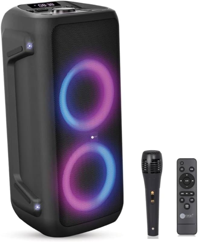AFRA Party Speaker, 100W, 12.76kg, Black, 4500mAh Battery, Side Handle & Wheels, Wired Microphone & Remote Control, AF-100PSBK, 2-Year Warranty