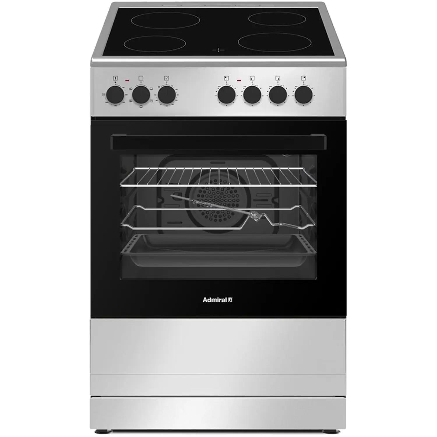 Admiral Ceramic Electric Cooker, 60x60cm Ceramic, Embossed Panel, 4 Plates Black Ceran Stainless Steel Frame - ADVC6065VCT Made in Turkey.
