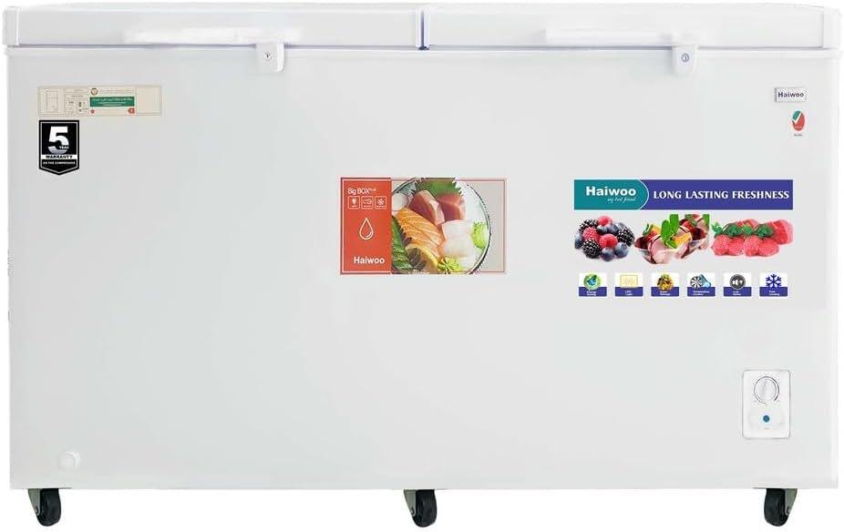 Haiwoo 650L HDF-650 WB Double Door Two Storage Basket Chest Freezer, Cfc Free, Voltage Ac 220-240V D75.5*W160.5*H90 Cm White