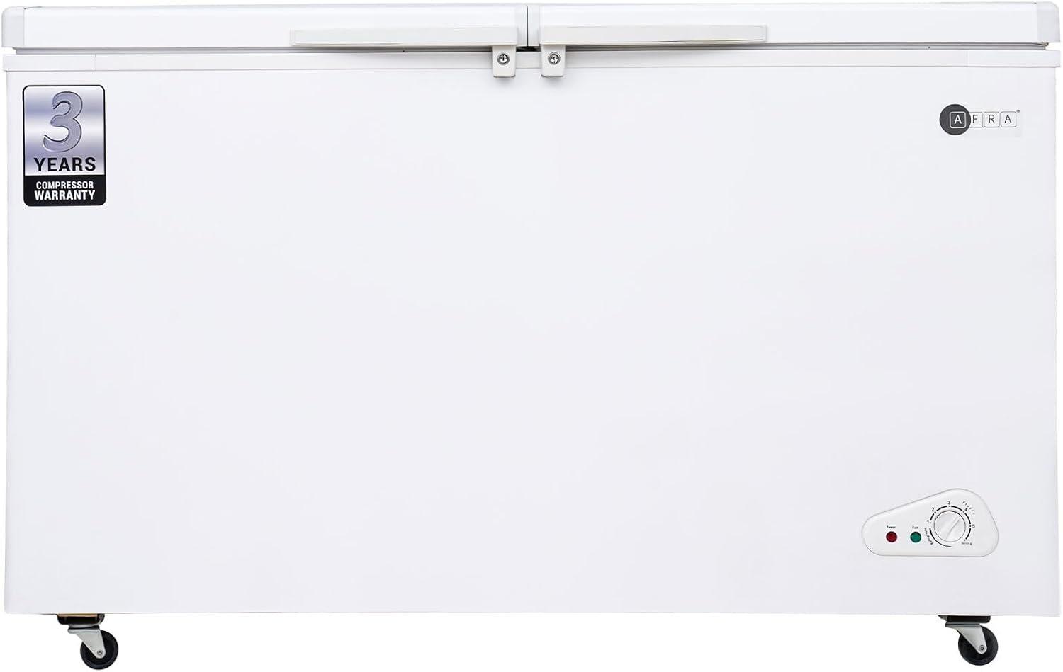 AFRA Chest Freezer, 450L, Direct Cooling System, Manual Defrost, White, with LED Light and Adjustable Basket-AF-4500CFWT