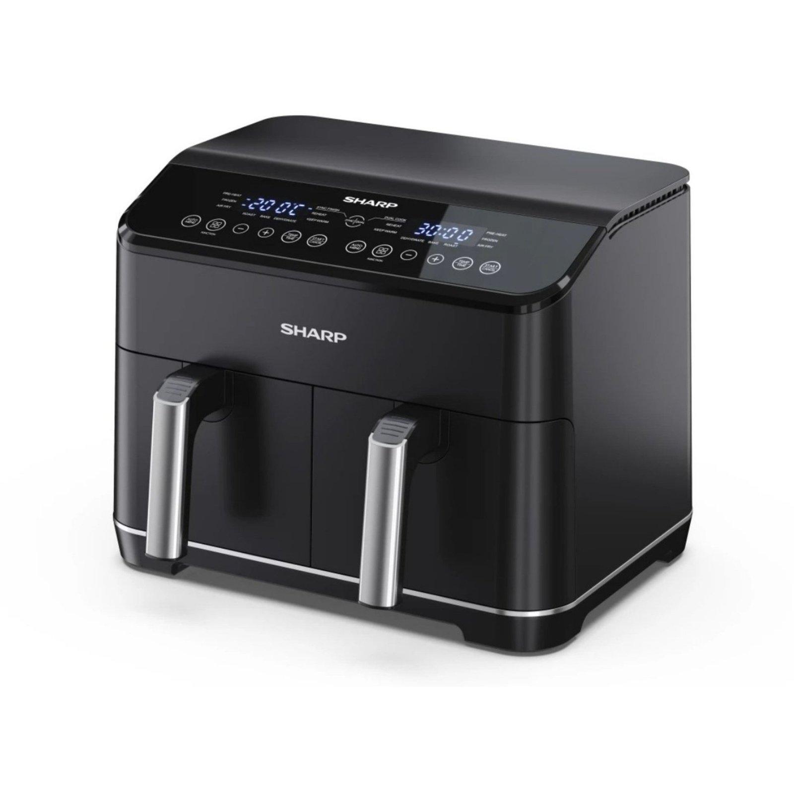 Sharp Double Basket Air Fryer, 8 Litre, Black, KF-DF80RT-K3