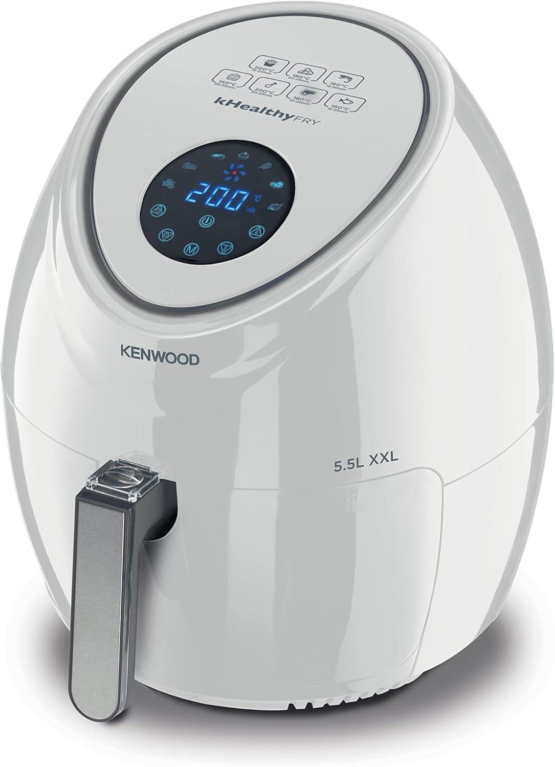 Kenwood Digital Air Fryer XXL 5.5L 2.4KG 1800Watts with Rapid Hot Air Circulation for Frying, Grilling, Broiling, Roasting, Baking and Toasting HFP50.000WH, White