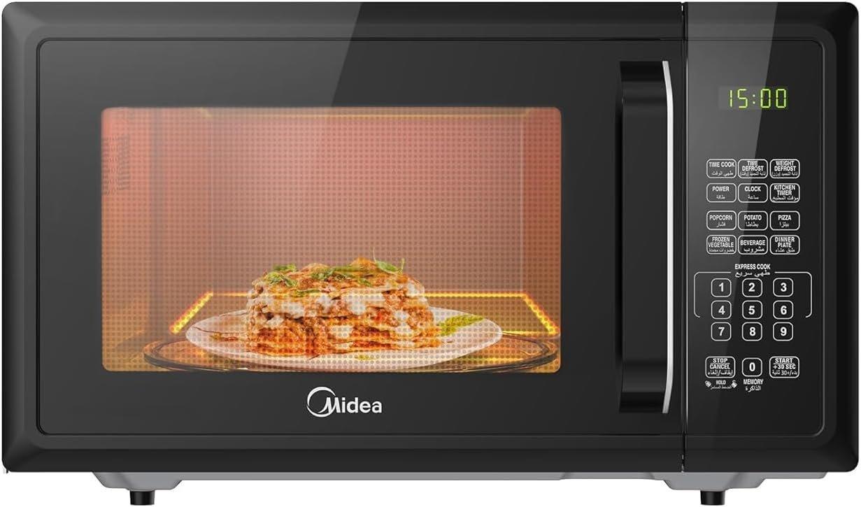 Midea 25Litre Digital Solo Microwave Oven with 10 Power Levels, 900Watts, Electronic Touch Control, Child-Safety-Lock, Defrost Function, Fast Reheat, Pull Open Door Handle, Good for Home & Office, EM925A2GUBK