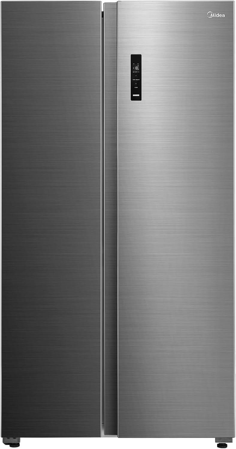 Midea 710Litre Gross & 510Litre Net Side By Side 2 Door Refrigerator, Frost Free Fridge Freezer With Humidity Control, Electronic Touch Screen, Inverter Quattro, Adjustable Door Racks, Silver - MDRS710FIE46AED