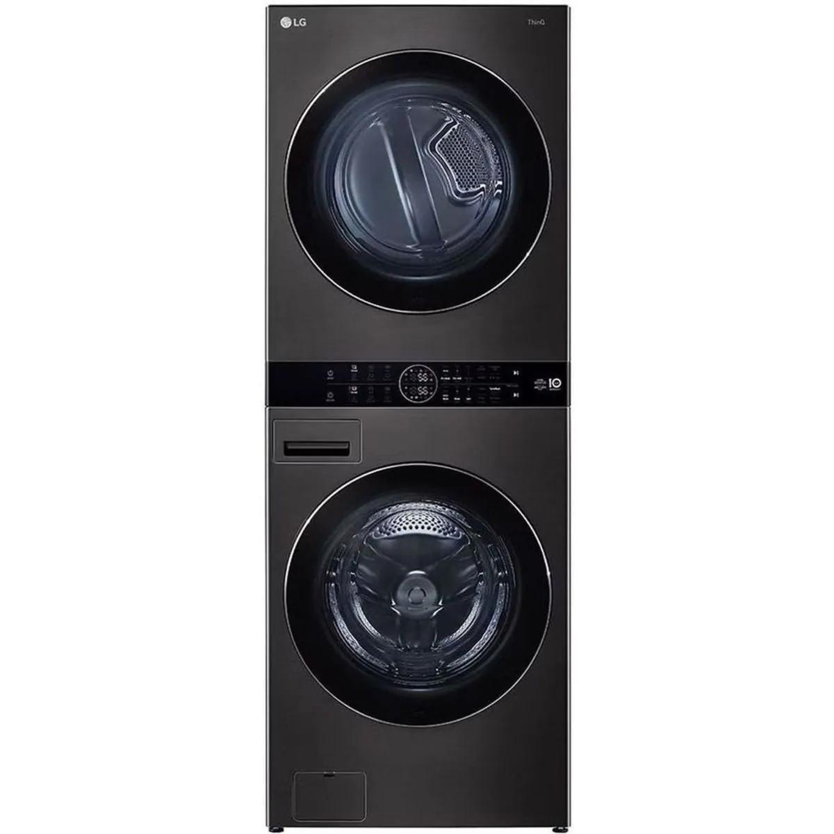 LG WashTower Stackable Front Loading Washing Machine Black Steel 19kg And Dryer 16kg - W1S1CVK2EHM