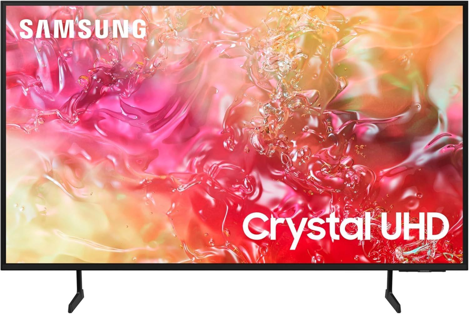 Samsung 70 Inch Crystal UHD TV, DU7000, 4K, PurColor, 4K Upscaling, Samsung TV Plus, Q-Symphony, Tizen Smart TV, UA70DU7000UXZN