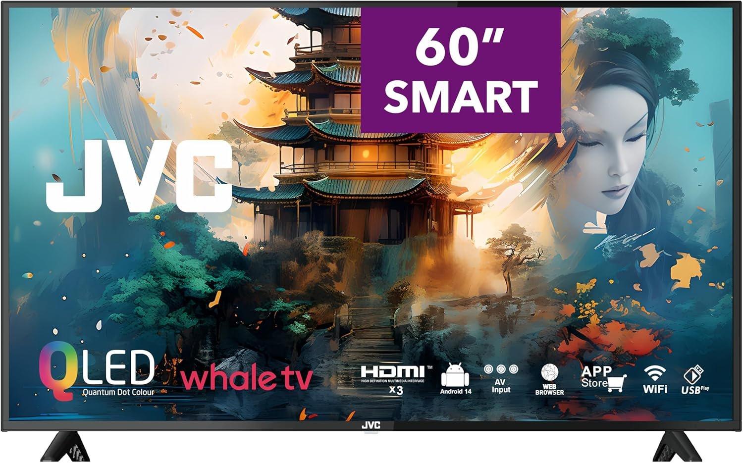 JVC 60" QLED 4K UHD Edgeless Smart TV | WebOS with Magic Remote, Dolby Audio, Apple AirPlay, Quad Core Processor - LT-60NQ7165