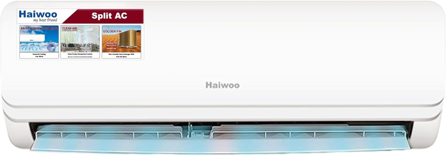 Haiwoo Air Conditioner 1 Ton Capacity 12000 BTU, T1 Highly Efficient Tropical Compressor, Golden Fin to Prevent Corrosion, White - HSAC-12K-R
