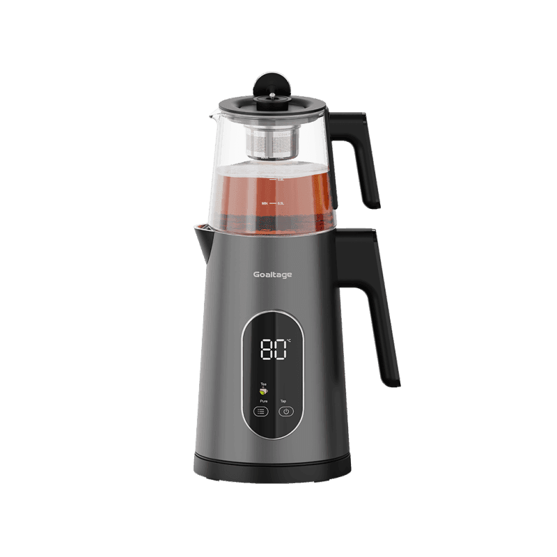 Goaltage TM01 BrewMaster Tea Maker with Temperature Presets, Smart Touch Display, Glass Pot, Stylish Design and Rapid Boiling Functionality Glass Pot Design for Pure & Aromatic Herbal Tea 1.7L, 1500W