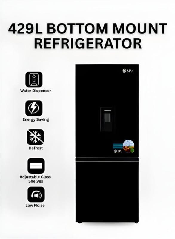SPJ 429 Litres Double Door Refrigerator with Water Dispenser Black - RFGB-BBLU429C