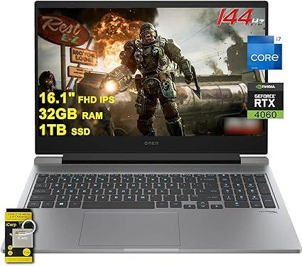 HP Omen 16 Gaming Laptop 16.1" FHD IPS 144Hz Intel 16-core i7-14650HX (>i9-13900HX) 32GB RAM 1TB SSD GeForce RTX 4060 RGB Backlit Thunderbolt FHD Privacy Camera Win11 w/ICP Accessory (US Version)