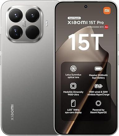 Xiaomi 15T Pro Gray 12+1024GB, 6.83" 144Hz Eye-care Display, MediaTek Dimensity 9400+, 50MP Leica 5x Pro Telephoto, 5500mAh
